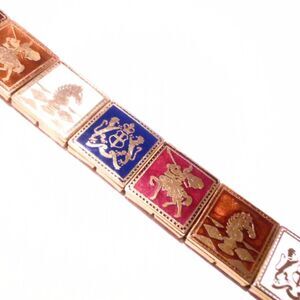 Vintage Heraldic Coat of Arms Mid Century Enameled Collectible Bracelet